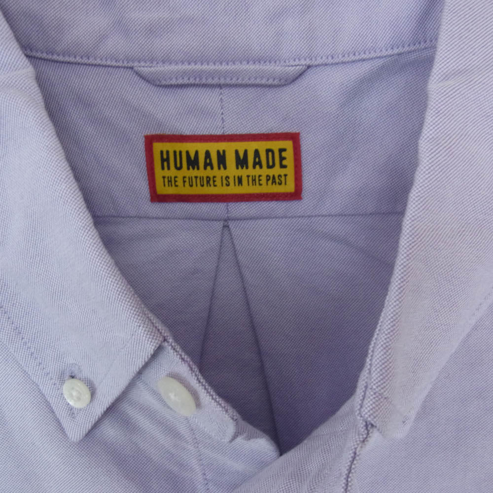 HUMAN MADE ヒューマンメイド 25SS Oxford BD L/S Shirt Purple オックスフォード BD L/S シャツ ハートワッペン 刺繍 長袖 ボタンダウンシャツ パープル パープル系 L【中古】
