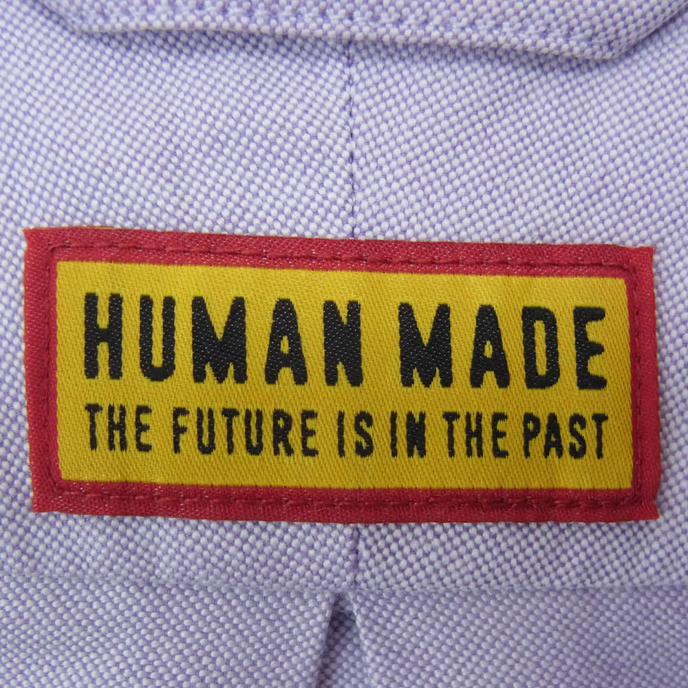 HUMAN MADE ヒューマンメイド 25SS Oxford BD L/S Shirt Purple オックスフォード BD L/S シャツ ハートワッペン 刺繍 長袖 ボタンダウンシャツ パープル パープル系 L【中古】