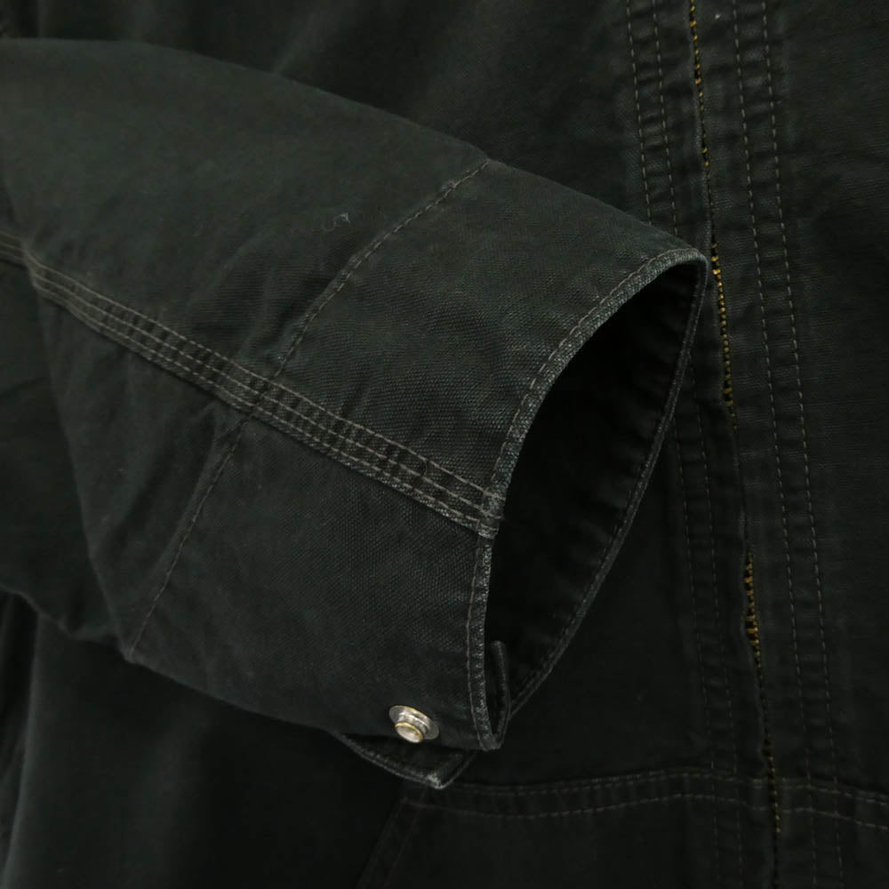 HUMAN MADE ヒューマンメイド 25AW WASHED HOODED JACKET チェーンステッチ 刺繍 ウォッシュド ハートボタン キャンバス生地 フーデッド ジャケット ワーク アクティブ ブラック系 L【中古】