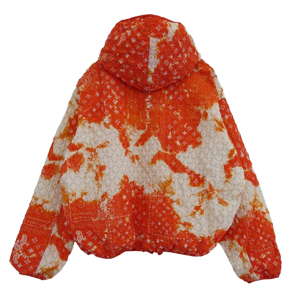 LOUIS VUITTON ルイ・ヴィトン 22年製 RM222M NW1 HNB12W モノグラム バンダナ タイダイ ブリーチ加工 総柄 ジップアップ フーディ ジャケット 52 オレンジ系 52【中古】