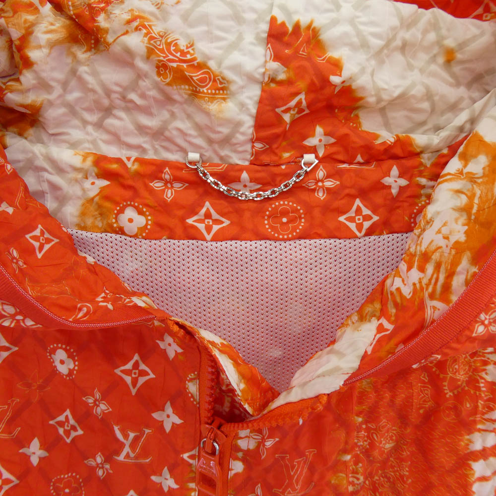LOUIS VUITTON ルイ・ヴィトン 22年製 RM222M NW1 HNB12W モノグラム バンダナ タイダイ ブリーチ加工 総柄 ジップアップ フーディ ジャケット 52 オレンジ系 52【中古】