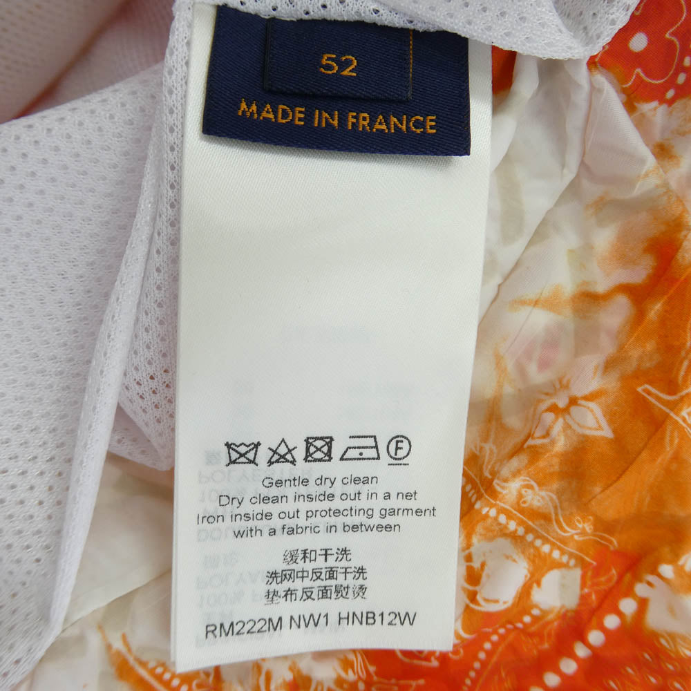 LOUIS VUITTON ルイ・ヴィトン 22年製 RM222M NW1 HNB12W モノグラム バンダナ タイダイ ブリーチ加工 総柄 ジップアップ フーディ ジャケット 52 オレンジ系 52【中古】