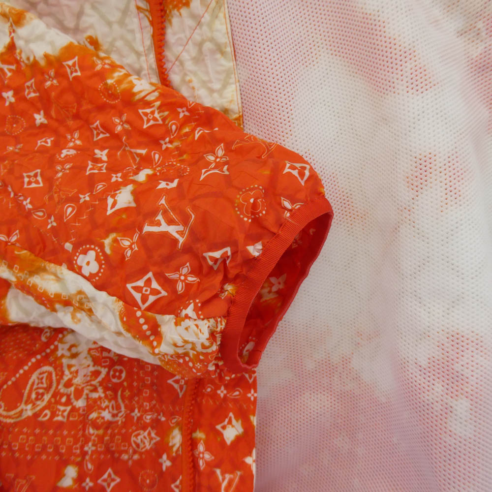 LOUIS VUITTON ルイ・ヴィトン 22年製 RM222M NW1 HNB12W モノグラム バンダナ タイダイ ブリーチ加工 総柄 ジップアップ フーディ ジャケット 52 オレンジ系 52【中古】