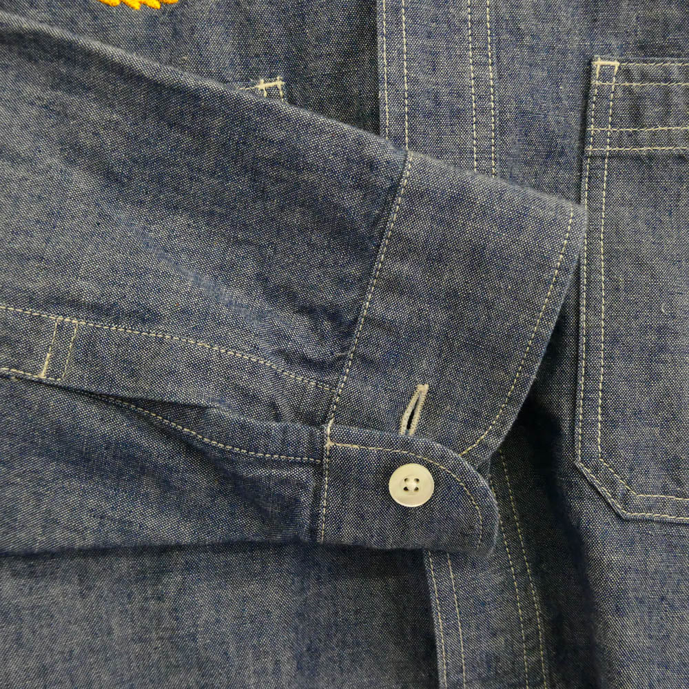 HUMAN MADE ヒューマンメイド DUCK CHAMBRAY L/S SHIRT ダック刺繍 シャンブレー 長袖シャツ ブルー系 L【美品】【中古】