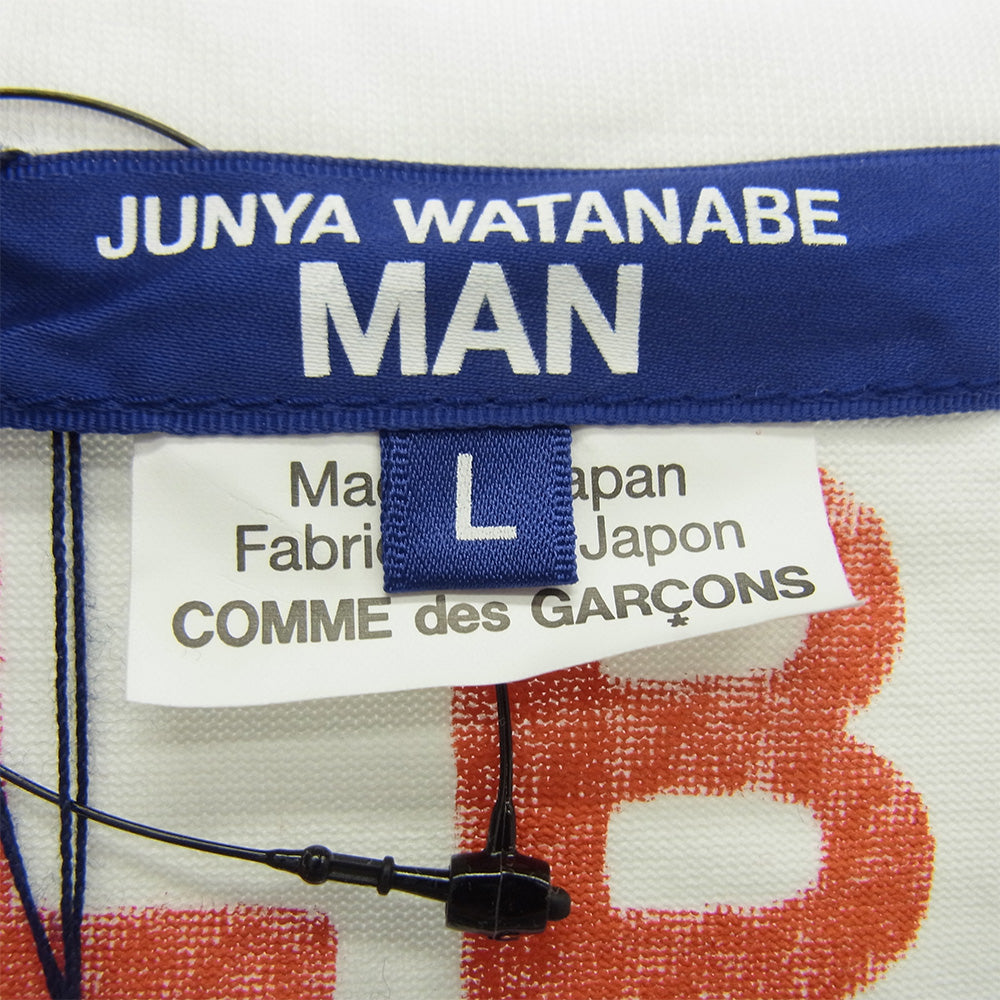 JUNYA WATANABE COMME des GARCONS MAN ジュンヤワタナベコムデギャルソンマン 24AW WN-T005-051 綿度詰め天竺 PINK FLOID ピンクフロイド 半袖Tシャツ ホワイト系 L【新古品】【未使用】【中古】