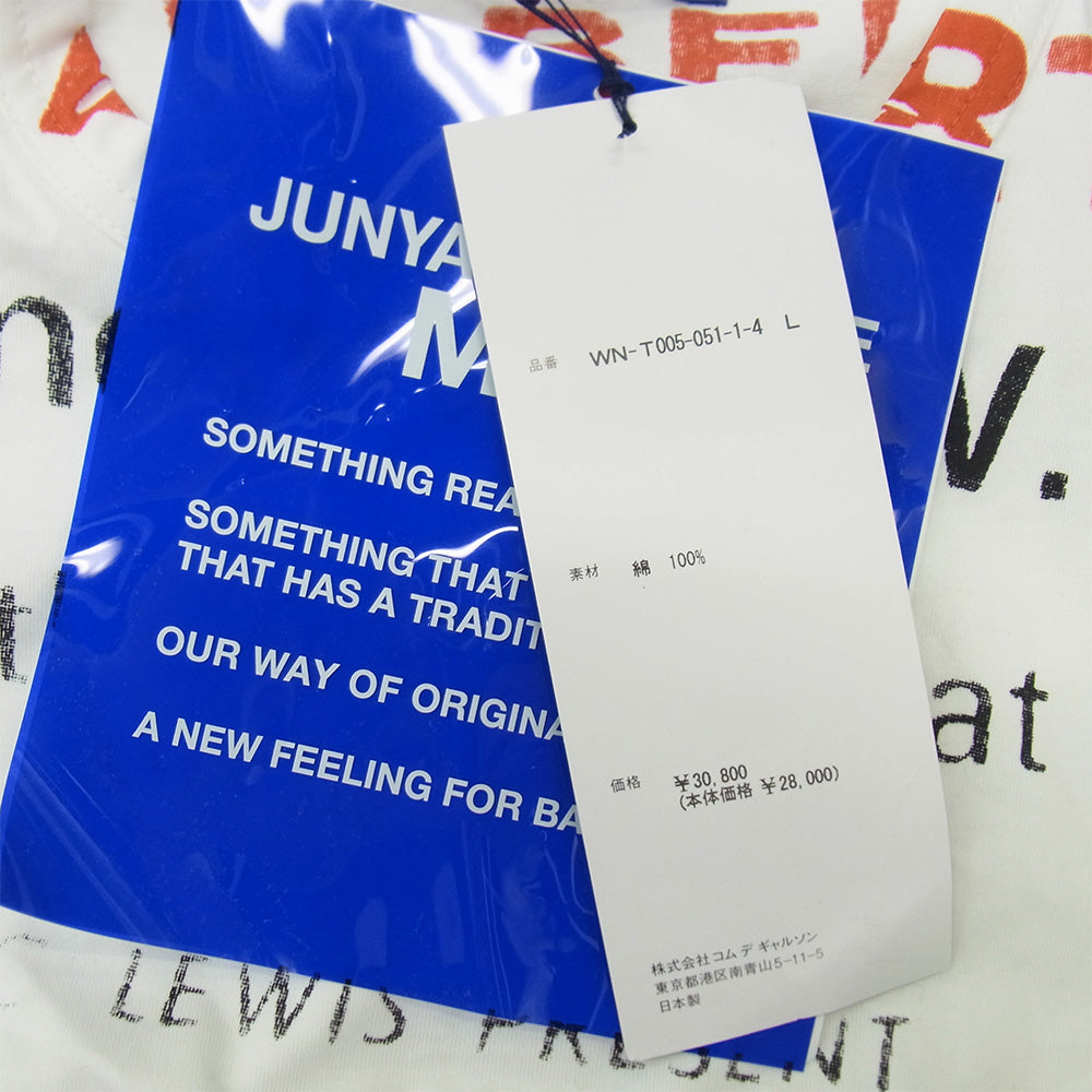 JUNYA WATANABE COMME des GARCONS MAN ジュンヤワタナベコムデギャルソンマン 24AW WN-T005-051 綿度詰め天竺 PINK FLOID ピンクフロイド 半袖Tシャツ ホワイト系 L【新古品】【未使用】【中古】