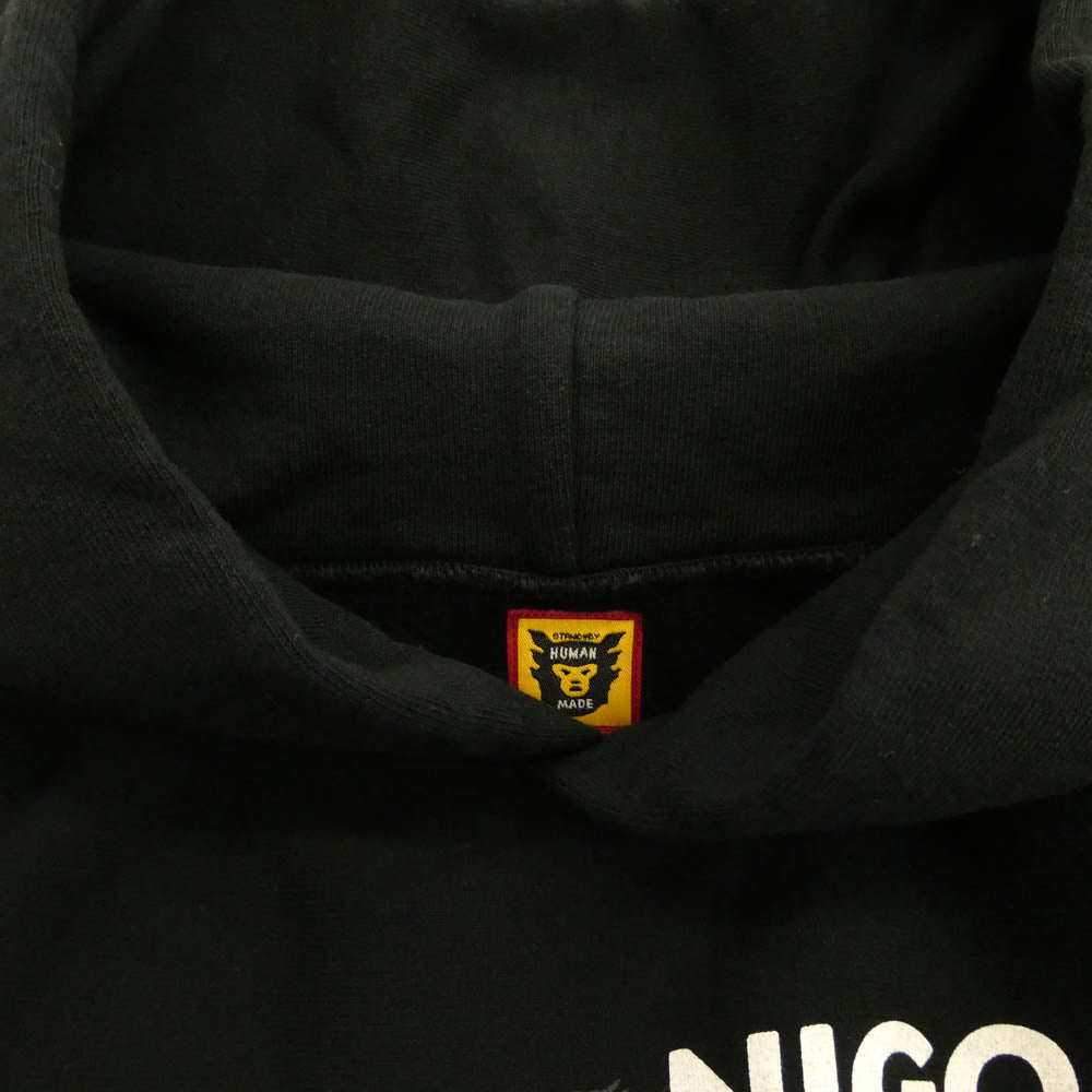 HUMAN MADE ヒューマンメイド XX28CS004 I KNOW NIGO TOO Heavyweight Hoodie アイノウニゴートゥー ヘビーウェイト フーディー プルオーバー パーカー ブラック系 XXL【美品】【中古】