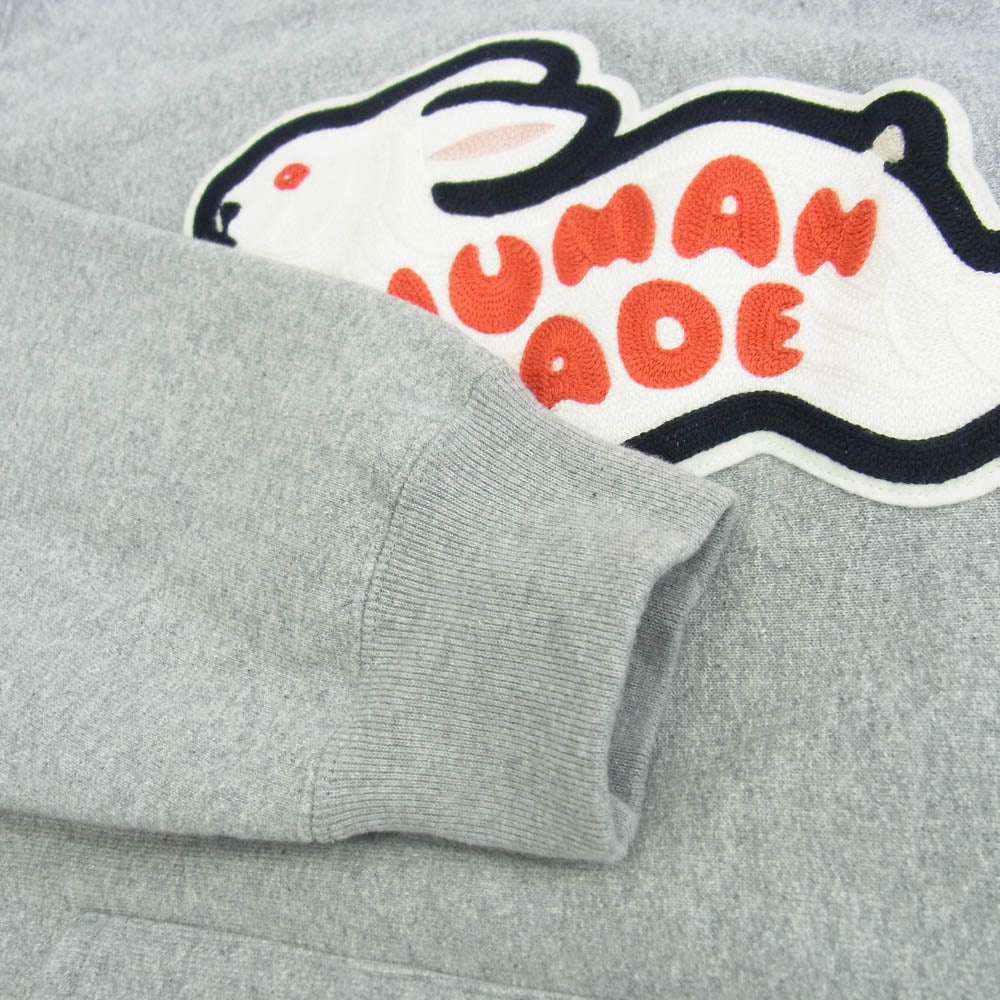 HUMAN MADE ヒューマンメイド HM25CS043 RABBIT HEAVY WEIGHT HOODIE ラビット ヘビーウエイト フーディー プルオーバー パーカー グレー系 L【中古】