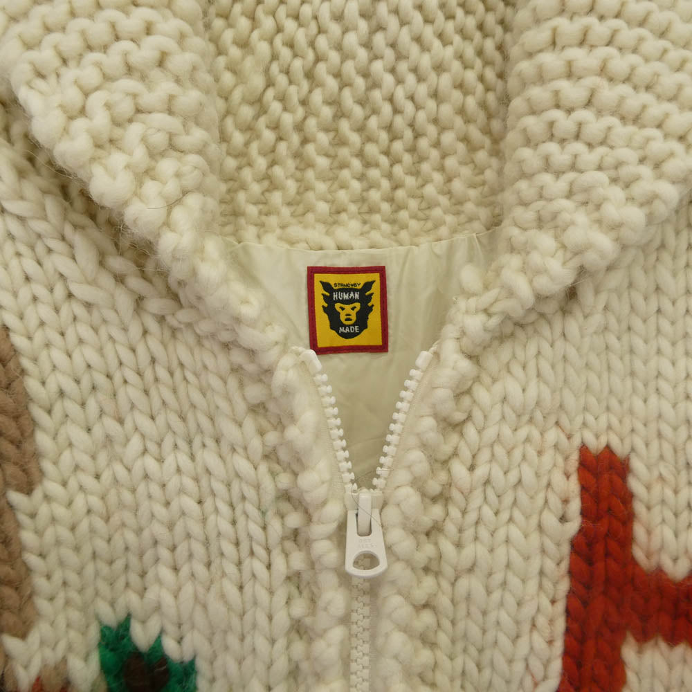 HUMAN MADE ヒューマンメイド DUCK COWICHAN ダック カウチン ニット ジャケット オフホワイト系 L【美品】【中古】