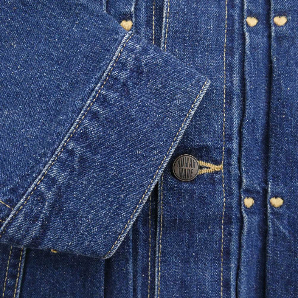 HUMAN MADE ヒューマンメイド HM27JK015 DENIM WORK JACKET ハートロゴ デニム ワークジャケット インディゴブルー系 XL【中古】