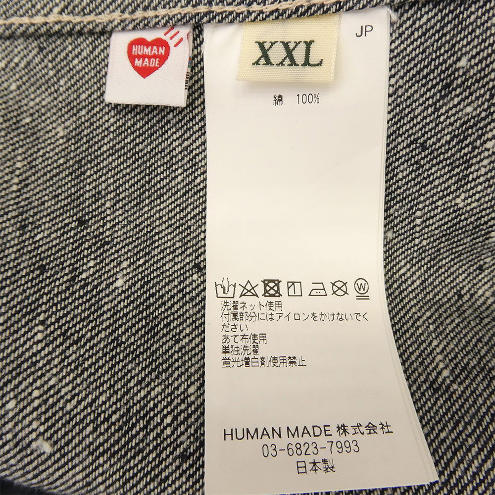 HUMAN MADE ヒューマンメイド HM28JK001 DENIM COVERALL JACKET PAST ハートロゴ デニム カバーオール ワークジャケット インディゴブルー系 XXL【美品】【中古】