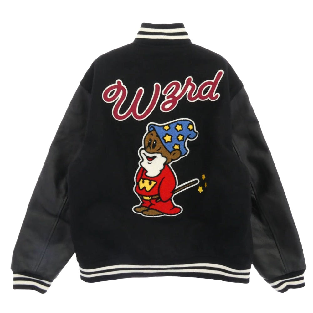 ウィザード WZ29JK001 VARSITY JACKET Kid Cudi ヒューマンメイド取扱い ヴァーシティジャケット 袖レザー スタジャン ブラック系 L【美品】【中古】