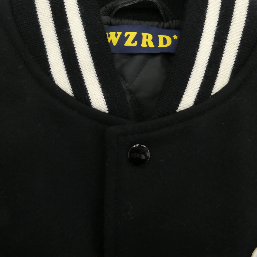 ウィザード WZ29JK001 VARSITY JACKET Kid Cudi ヒューマンメイド取扱い ヴァーシティジャケット 袖レザー スタジャン ブラック系 L【美品】【中古】
