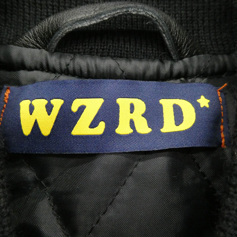ウィザード WZ29JK001 VARSITY JACKET Kid Cudi ヒューマンメイド取扱い ヴァーシティジャケット 袖レザー スタジャン ブラック系 L【美品】【中古】
