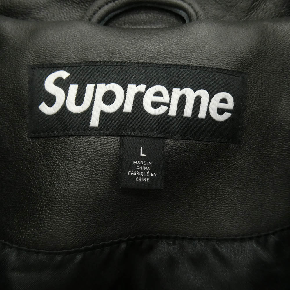Supreme シュプリーム Gem Studded Leather Jacket ジェムスタッズ レザージャケット ブラック系 L【美品】【中古】