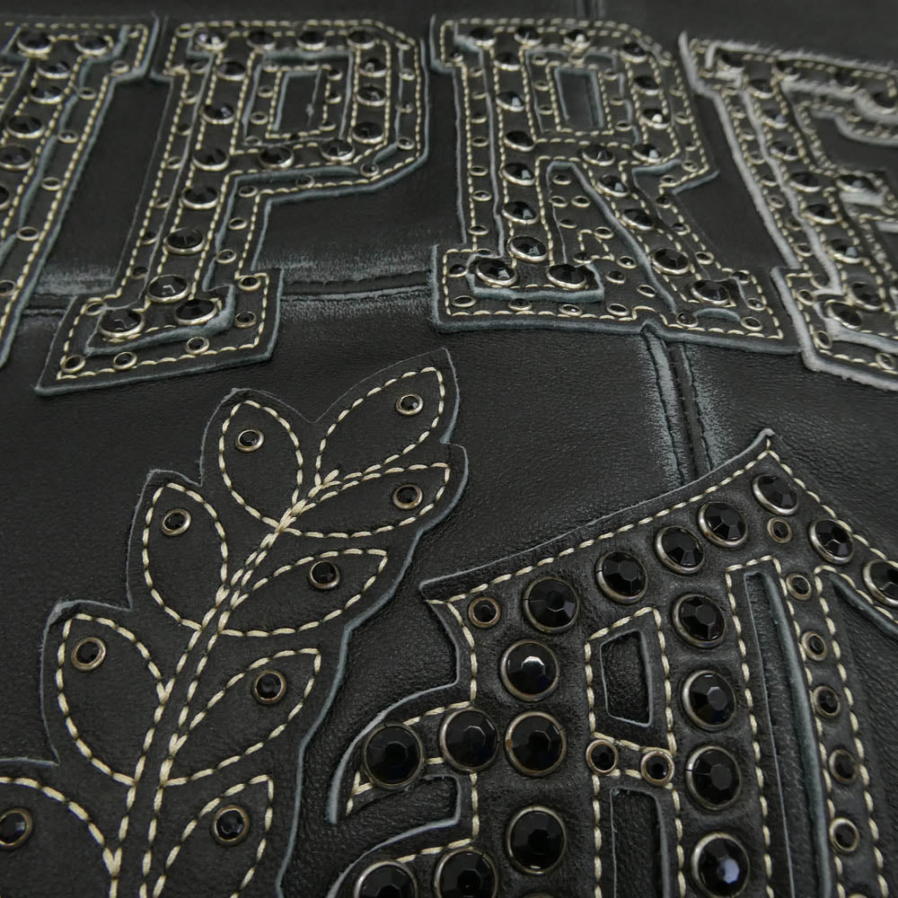Supreme シュプリーム Gem Studded Leather Jacket ジェムスタッズ レザージャケット ブラック系 L【美品】【中古】