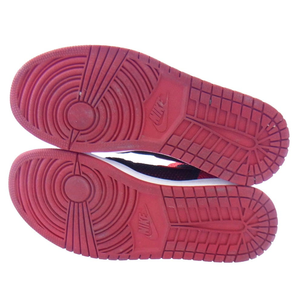 NIKE AIR JORDAN ナイキ ジョーダン 919704-001 1 RETRO HI FLYKNIT BRED 1 ハイ フライニット ブレッド ハイカット スニーカー ブラック系 レッド系 26cm【中古】