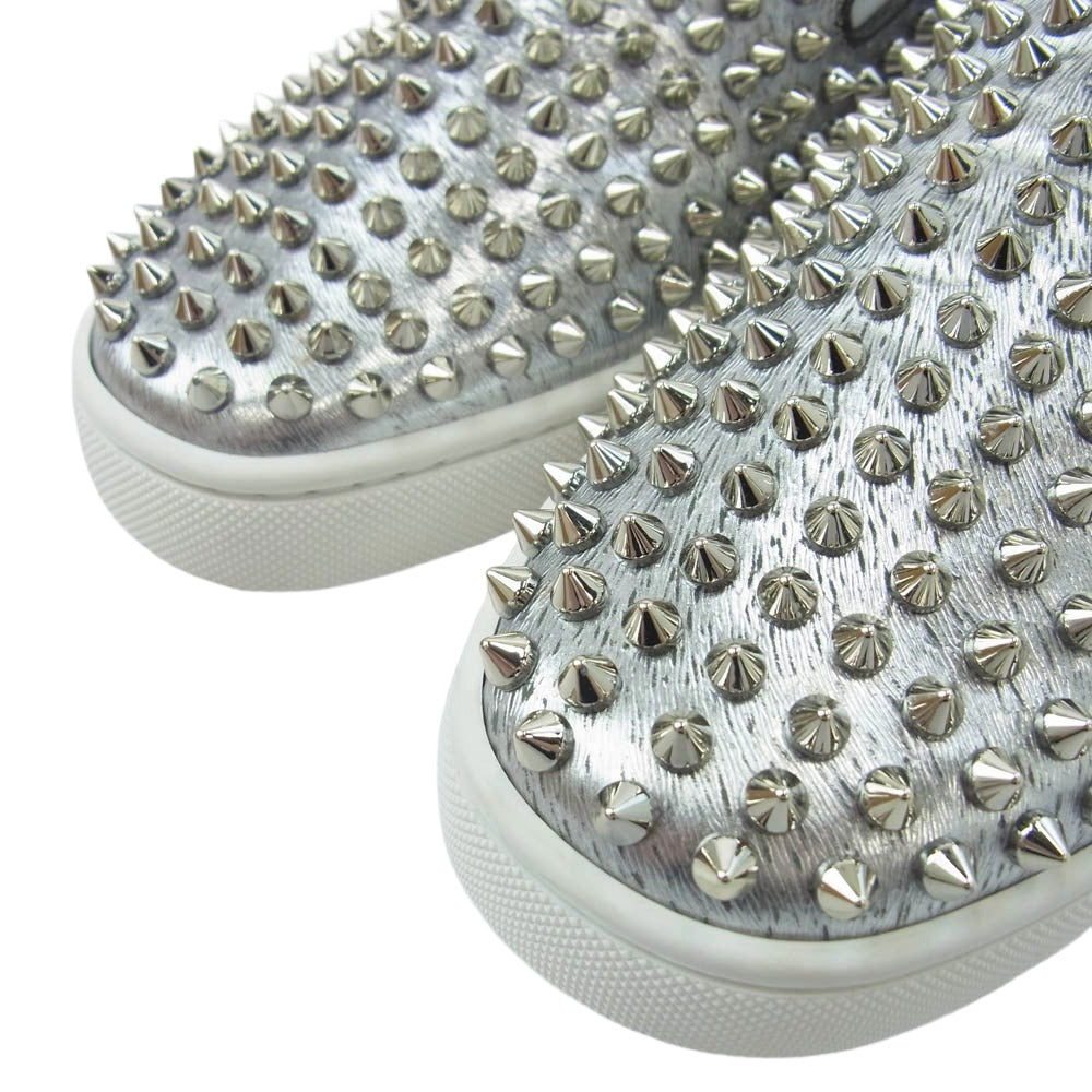 Christian Louboutin クリスチャンルブタン 1160512 ROLLER BOAT FLAT LAMINATO ANIMAL ローラーボート スタッズ スリッポン シルバー系 40【中古】