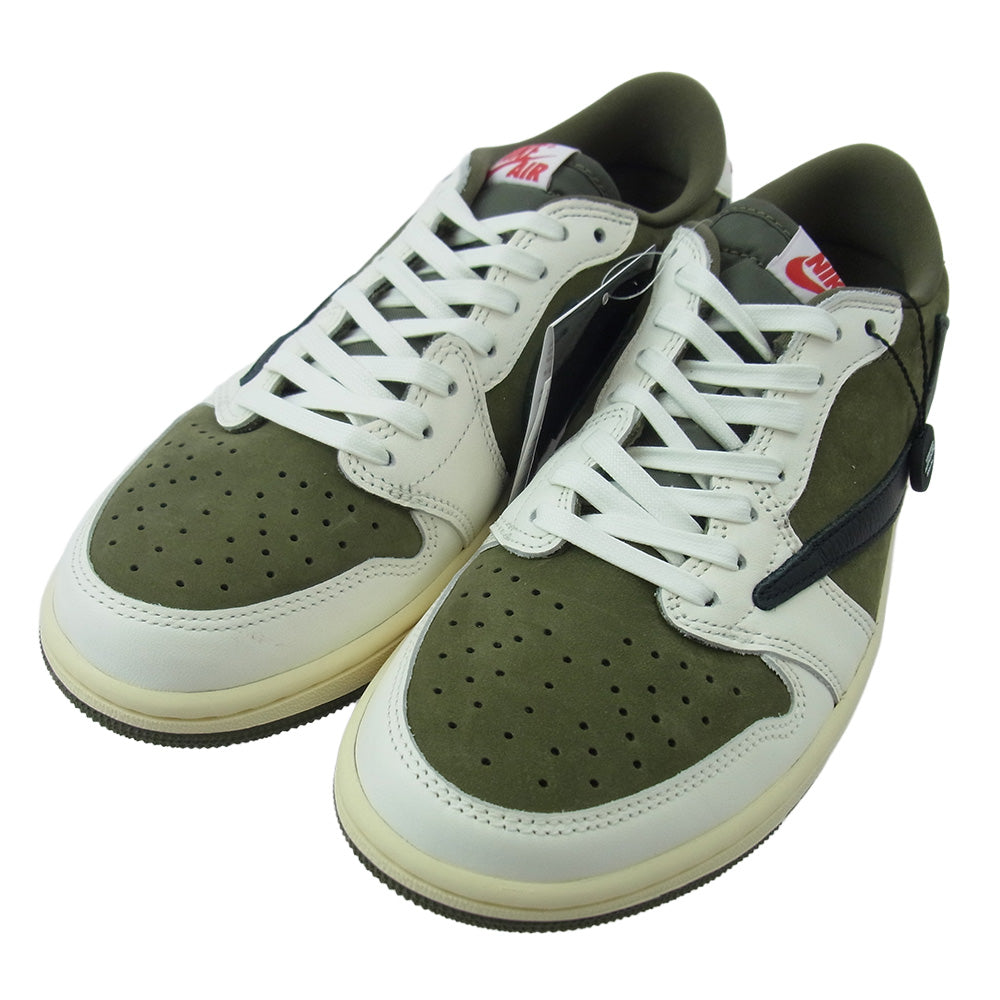 NIKE AIR JORDAN ナイキ ジョーダン DM7866-200 × Travis Scott Low OG SP Reverse Olive トラヴィススコット リバース オリーブ スニーカー カーキ系 ホワイト系 25.5cm【極上美品】【中古】