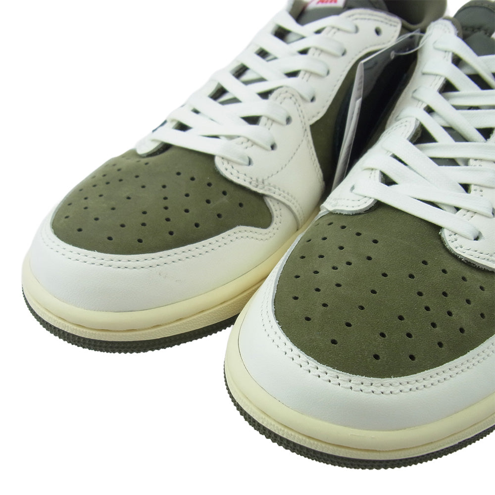 NIKE AIR JORDAN ナイキ ジョーダン DM7866-200 × Travis Scott Low OG SP Reverse Olive トラヴィススコット リバース オリーブ スニーカー カーキ系 ホワイト系 25.5cm【極上美品】【中古】