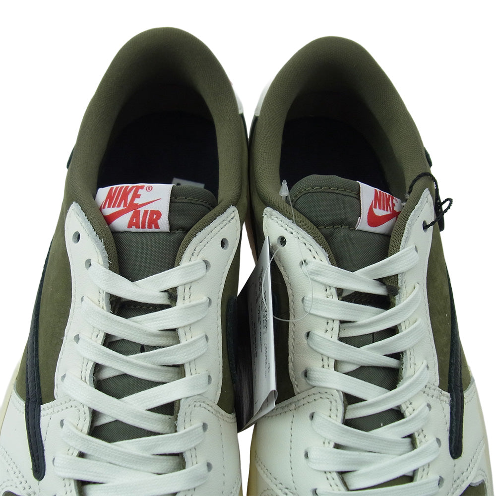 NIKE AIR JORDAN ナイキ ジョーダン DM7866-200 × Travis Scott Low OG SP Reverse Olive トラヴィススコット リバース オリーブ スニーカー カーキ系 ホワイト系 25.5cm【極上美品】【中古】