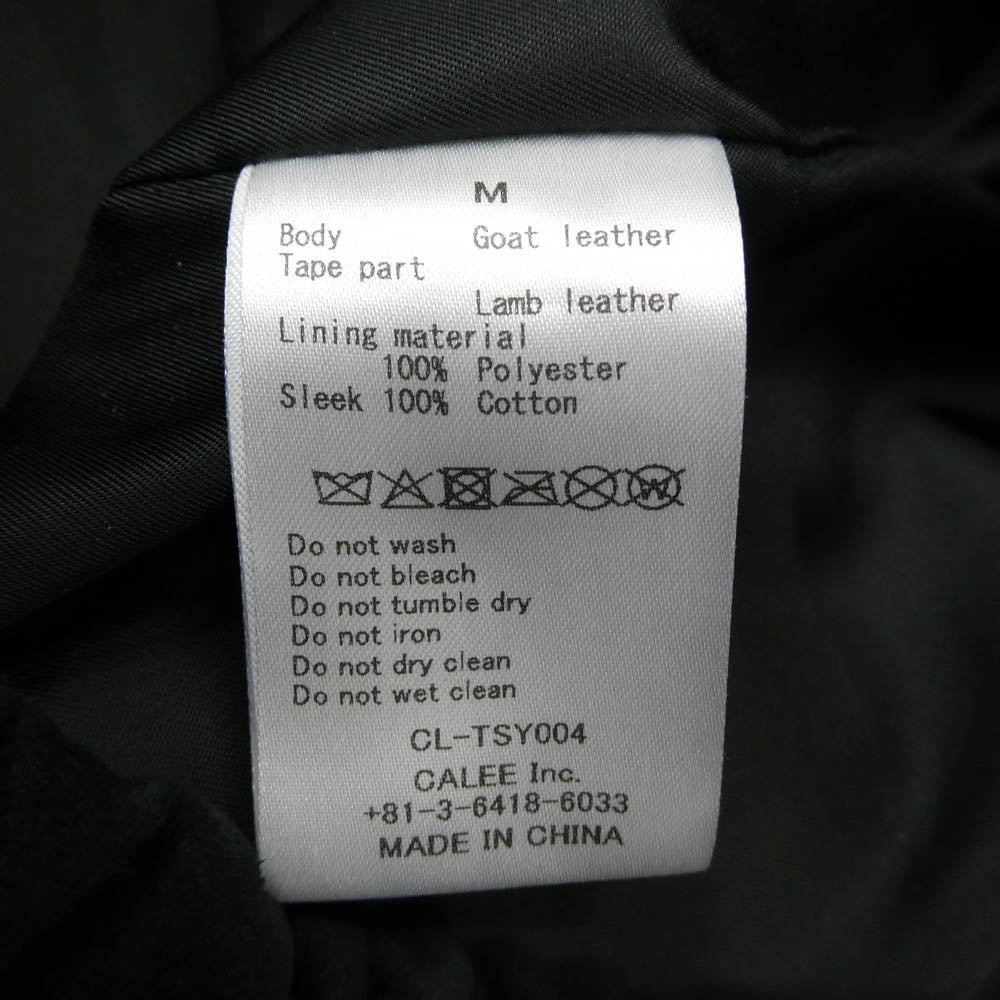 CALEE キャリー TATTOO STUDIO YAMADA TSY LEATHER TRACK PANTS レザートラックパンツ ブラック系 M【中古】