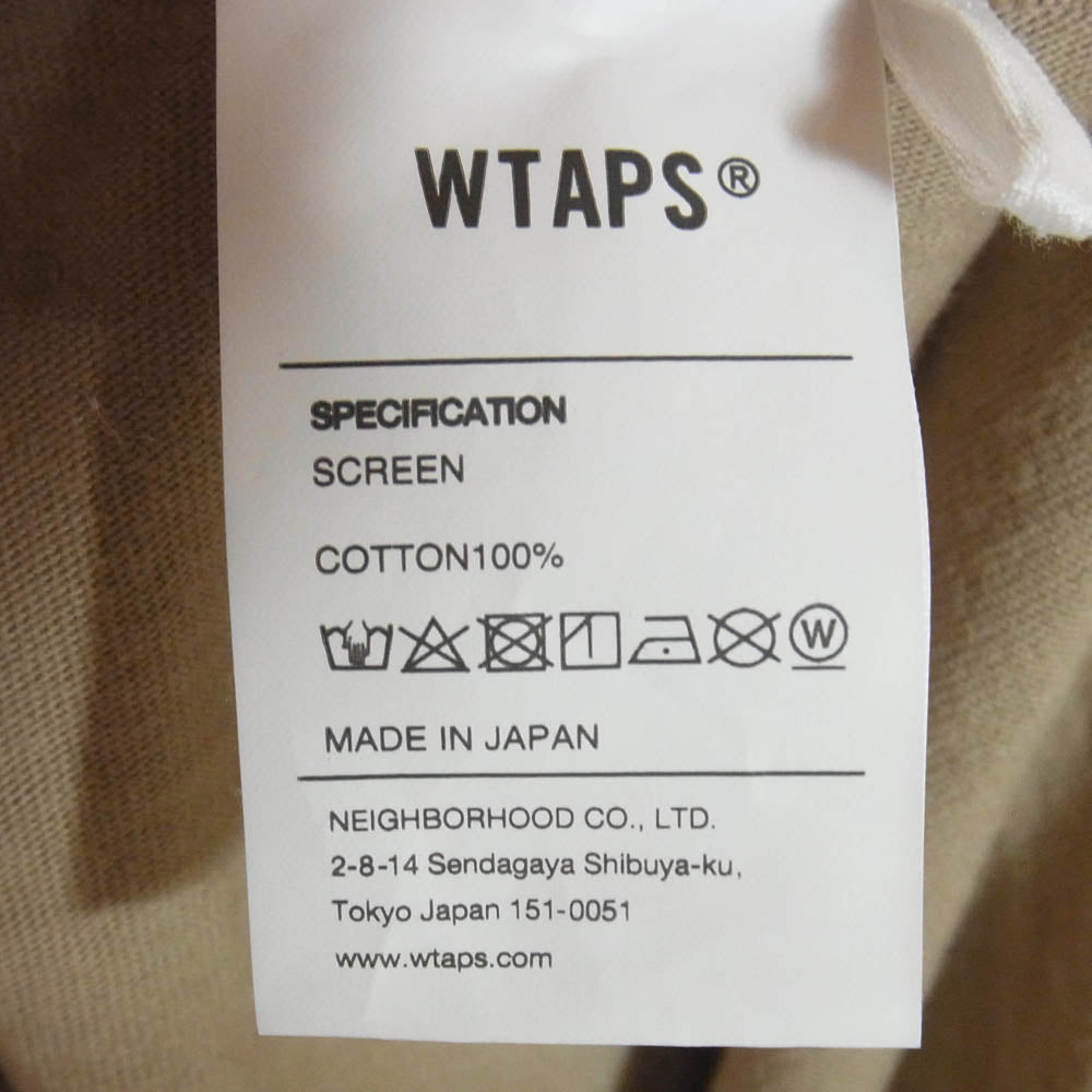 WTAPS ダブルタップス 19AW 40% uparmored 40PCT UPARMORED TEE フォーティーパーセント アップアーマード クルーネック 半袖 Tシャツ カットソー ベージュ系 5【中古】