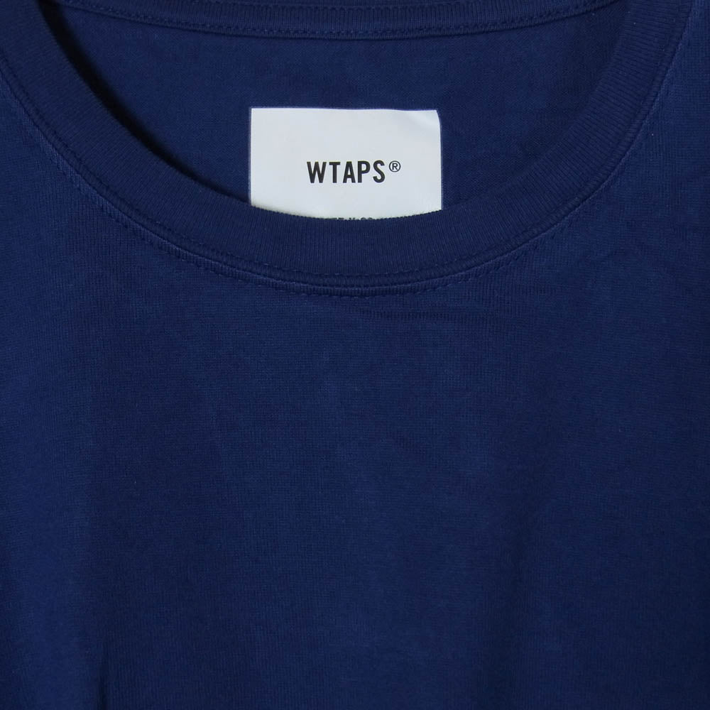 WTAPS ダブルタップス 21SS 211ATDT-CSM03 SS COTTON BLUE コットン クルーネック ポケット ピスタグ 半袖 Tシャツ カットソー ブルー系 L【極上美品】【中古】