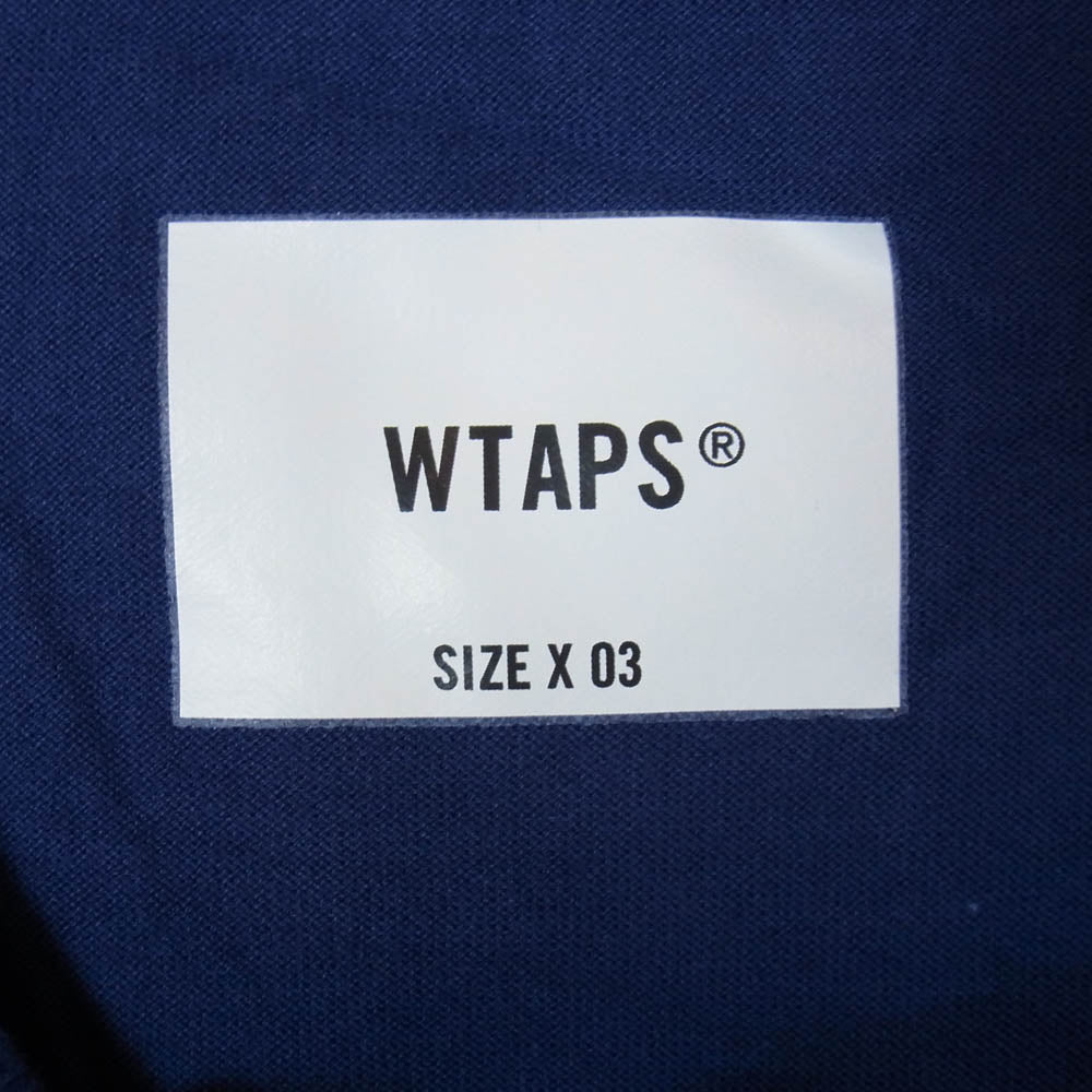 WTAPS ダブルタップス 21SS 211ATDT-CSM03 SS COTTON BLUE コットン クルーネック ポケット ピスタグ 半袖 Tシャツ カットソー ブルー系 L【極上美品】【中古】