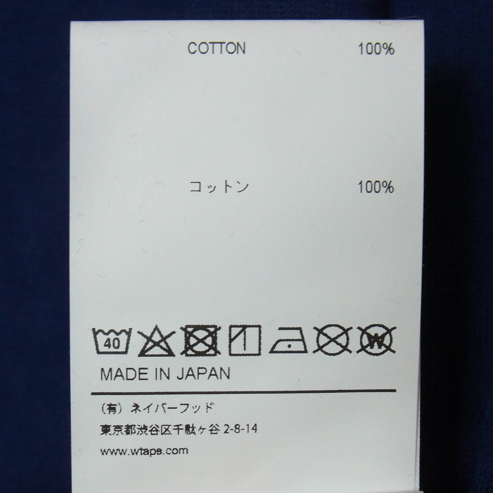 WTAPS ダブルタップス 21SS 211ATDT-CSM03 SS COTTON BLUE コットン クルーネック ポケット ピスタグ 半袖 Tシャツ カットソー ブルー系 L【極上美品】【中古】