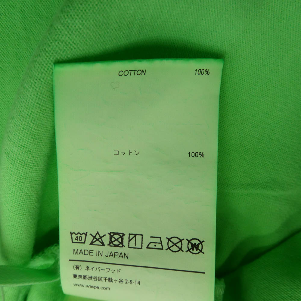 WTAPS ダブルタップス 21SS 211ATDT-CSM04 FLAT01 CREWNECK TEE COTTON フラット クルーネック 半袖 Tシャツ カットソー ライトグリーン系 X 04【新古品】【未使用】【中古】