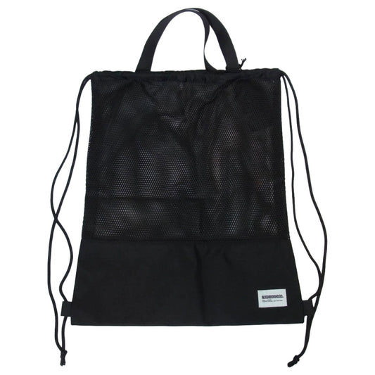 NEIGHBORHOOD ネイバーフッド 25SS 251FJNH-CG02 MESH DRAWSTRING TOTE BAG メッシュ ドローストリング ナップサック ロゴ トートバッグ ブラック系 F【新古品】【未使用】【中古】