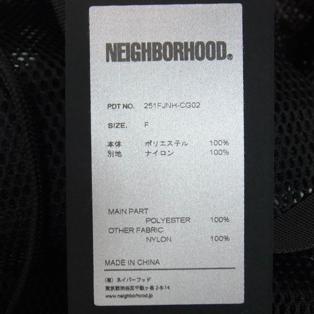 NEIGHBORHOOD ネイバーフッド 25SS 251FJNH-CG02 MESH DRAWSTRING TOTE BAG メッシュ ドローストリング ナップサック ロゴ トートバッグ ブラック系 F【新古品】【未使用】【中古】