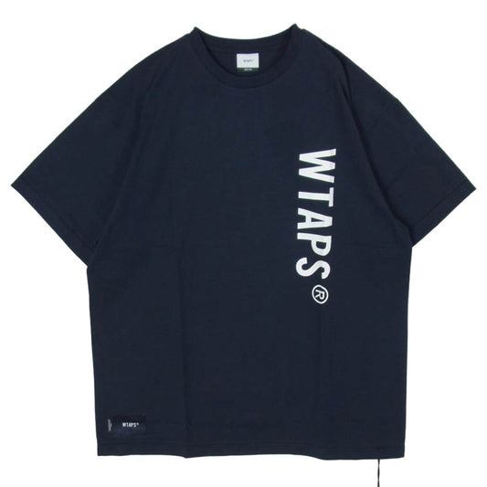WTAPS ダブルタップス 24SS 241ATDT-STM04S SIGN SS フルロゴ フロントプリント クルーネック 半袖 Tシャツ カットソー ネイビー系 3【極上美品】【中古】