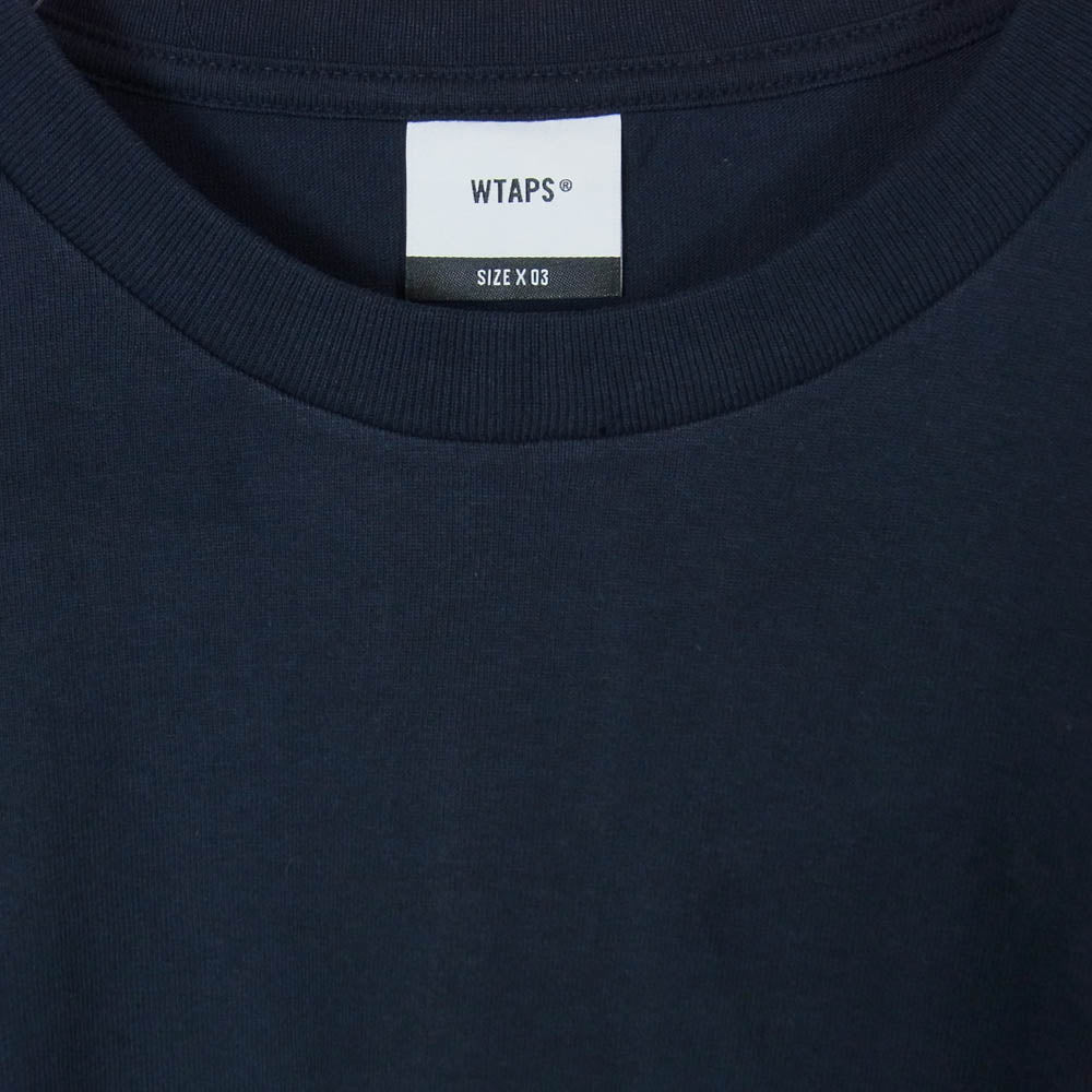 WTAPS ダブルタップス 24SS 241ATDT-STM04S SIGN SS フルロゴ フロントプリント クルーネック 半袖 Tシャツ カットソー ネイビー系 3【極上美品】【中古】