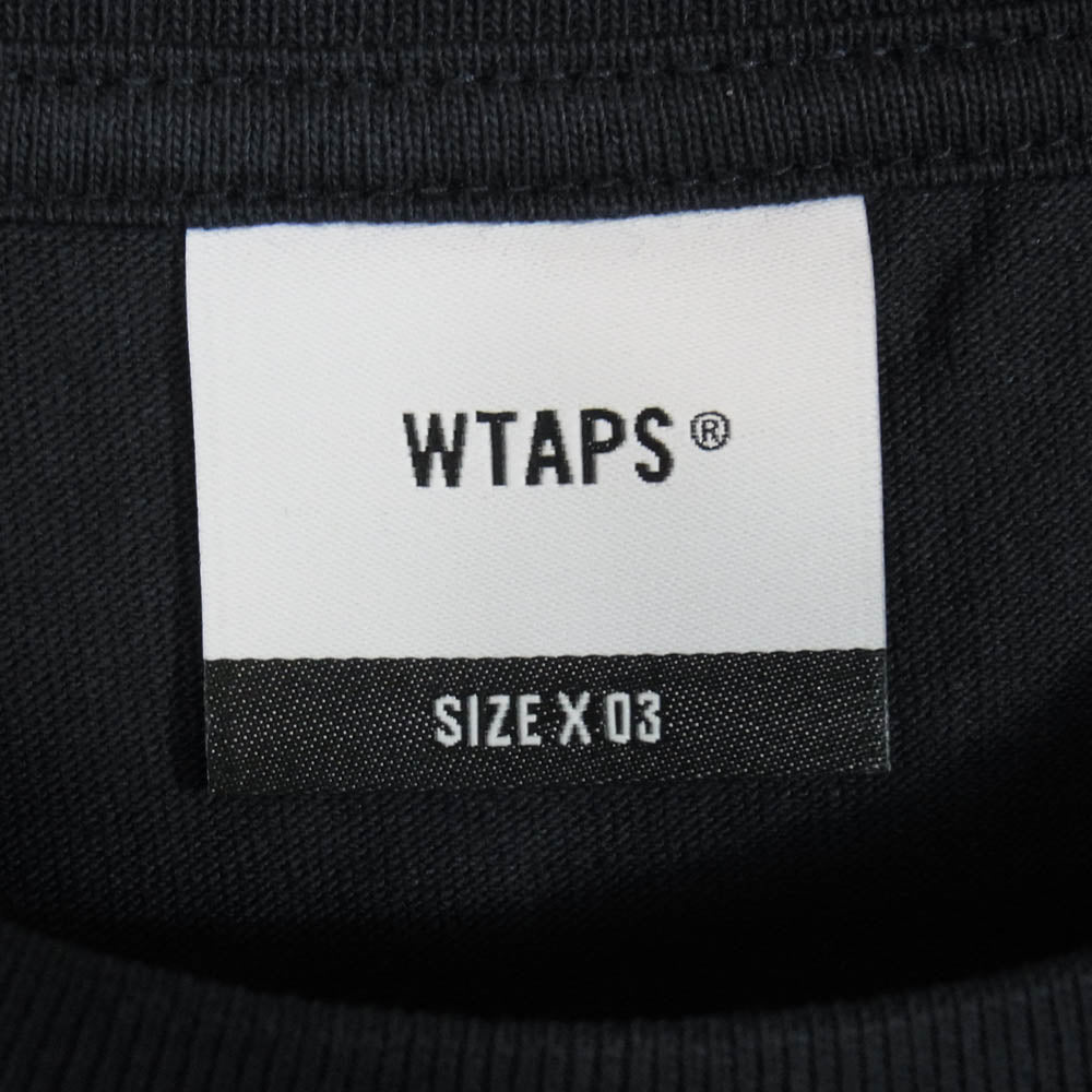 WTAPS ダブルタップス 24SS 241ATDT-STM04S SIGN SS フルロゴ フロントプリント クルーネック 半袖 Tシャツ カットソー ネイビー系 3【極上美品】【中古】