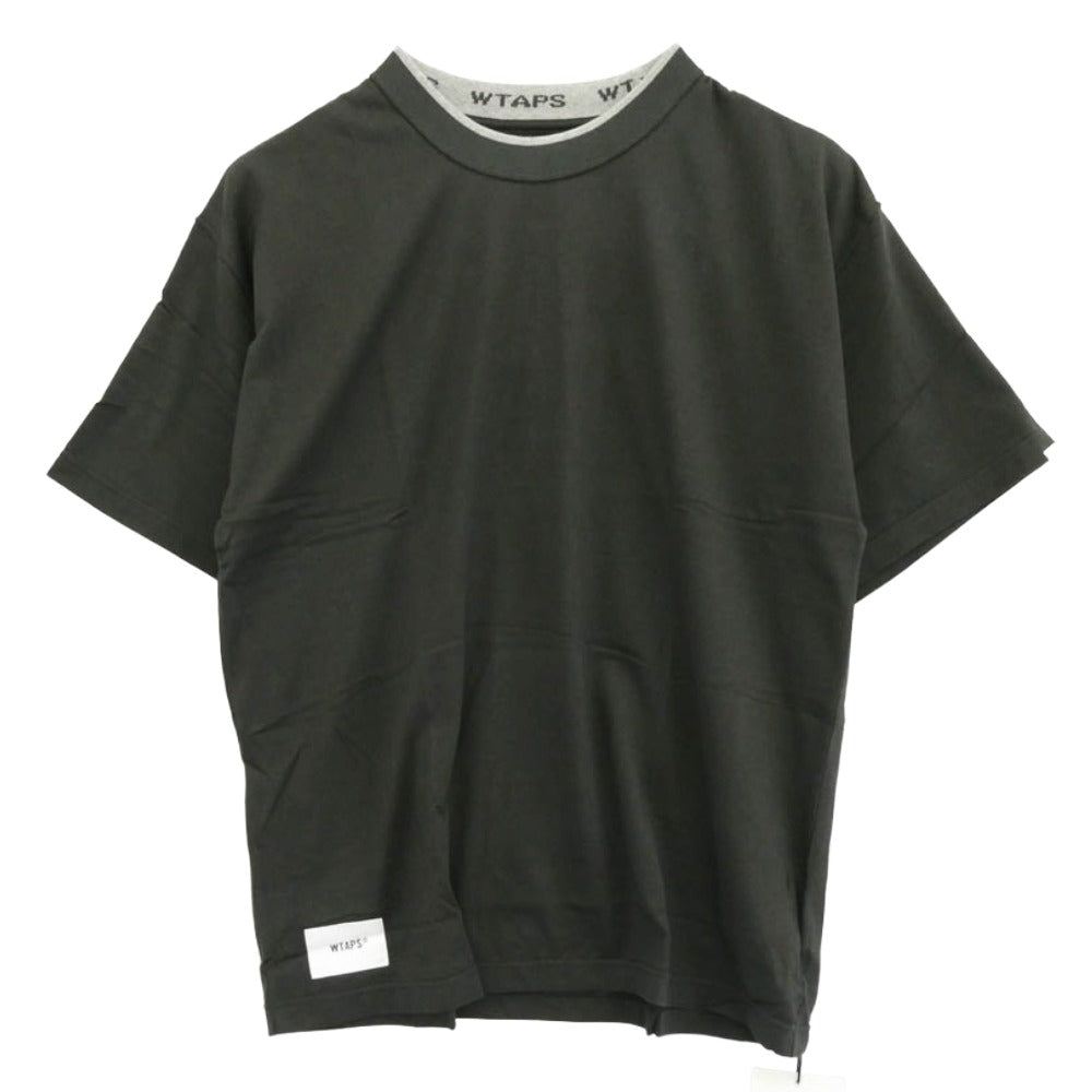 WTAPS ダブルタップス 22SS 221ATDT-CSM19 RING SS TEE ネックロゴ リング クルーネック 半袖 Tシャツ カットソー グリーン系 X 03【極上美品】【中古】