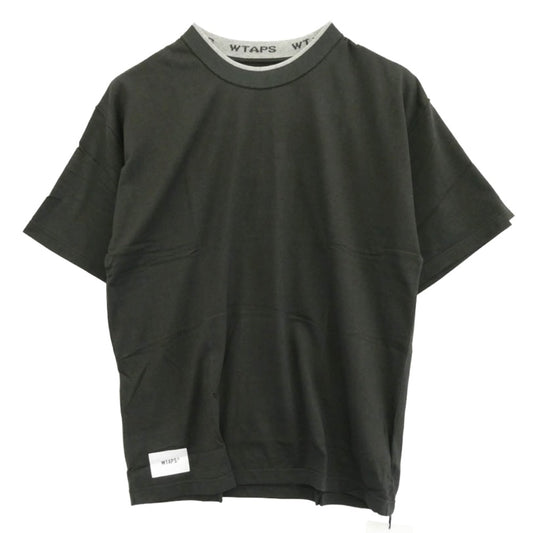 WTAPS ダブルタップス 22SS 221ATDT-CSM19 RING SS TEE ネックロゴ リング クルーネック 半袖 Tシャツ カットソー グリーン系 X 03【極上美品】【中古】