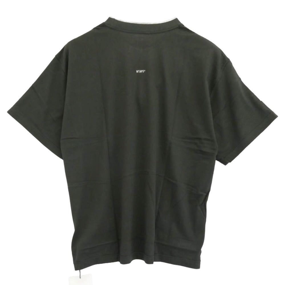 WTAPS ダブルタップス 22SS 221ATDT-CSM19 RING SS TEE ネックロゴ リング クルーネック 半袖 Tシャツ カットソー グリーン系 X 03【極上美品】【中古】