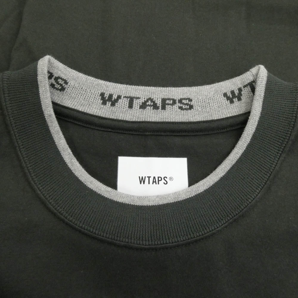 WTAPS ダブルタップス 22SS 221ATDT-CSM19 RING SS TEE ネックロゴ リング クルーネック 半袖 Tシャツ カットソー グリーン系 X 03【極上美品】【中古】
