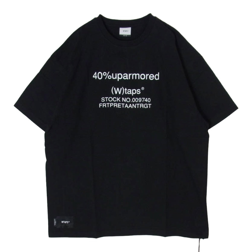 WTAPS ダブルタップス 22SS 221ATDT-STM05S 40PCT UPARMORED SS フロントプリント 半袖 Tシャツ カットソー ブラック系 3【新古品】【未使用】【中古】