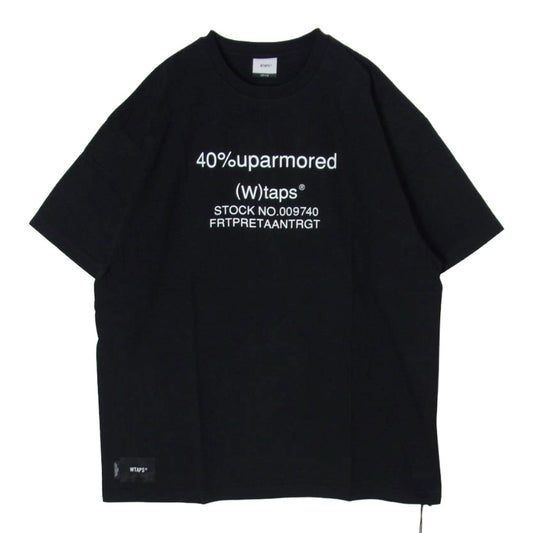 WTAPS ダブルタップス 22SS 221ATDT-STM05S 40PCT UPARMORED SS フロントプリント 半袖 Tシャツ カットソー ブラック系 3【新古品】【未使用】【中古】