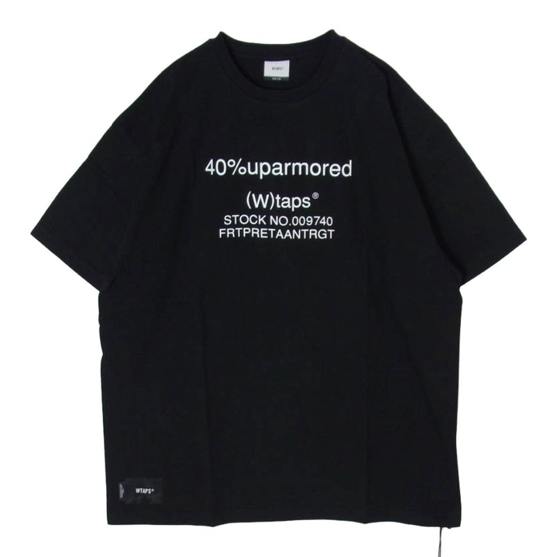 WTAPS ダブルタップス 22SS 221ATDT-STM05S 40PCT UPARMORED SS フロントプリント 半袖 Tシャツ カットソー ブラック系 3【新古品】【未使用】【中古】