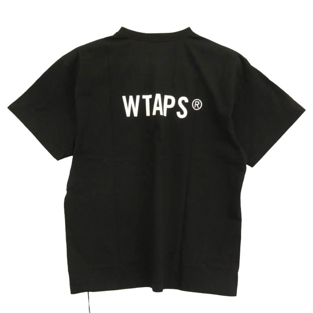 WTAPS ダブルタップス 25SS 251ATDT-STM04S TSSC SS COTTON WTVUA フロント ロゴ プリント クルーネック 半袖 Tシャツ カットソー ブラック系 X 03【新古品】【未使用】【中古】
