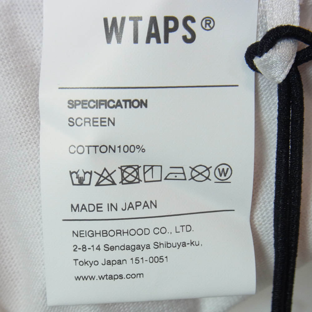 WTAPS ダブルタップス 20AW 202PCDT-ST01S BOB SCREEN SS バックロゴプリント 半袖 Tシャツ カットソー ホワイト系 XL【新古品】【未使用】【中古】
