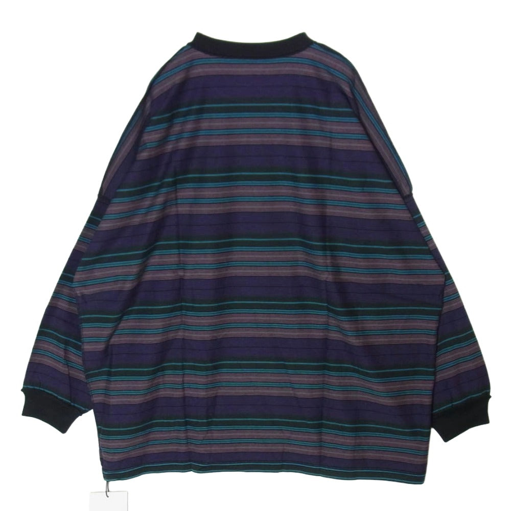 WTAPS ダブルタップス 22SS 221ATDT-CSM32 JAM 02LS ジャム ボーダー クルーネック ロゴ刺繍 長袖 Ｔシャツ カットソー パープル系 4【新古品】【未使用】【中古】