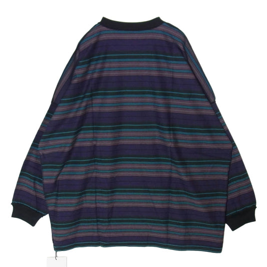 WTAPS ダブルタップス 22SS 221ATDT-CSM32 JAM 02LS ジャム ボーダー クルーネック ロゴ刺繍 長袖 Ｔシャツ カットソー パープル系 4【新古品】【未使用】【中古】