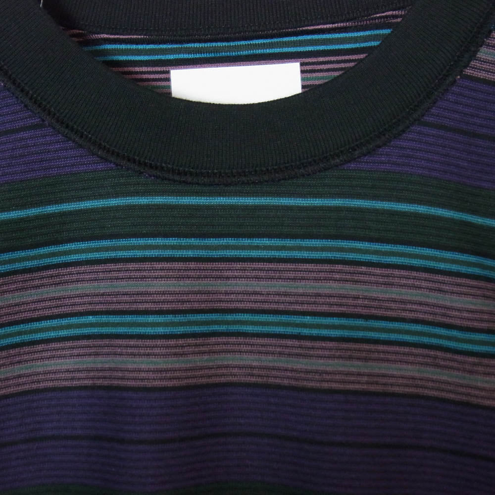 WTAPS ダブルタップス 22SS 221ATDT-CSM32 JAM 02LS ジャム ボーダー クルーネック ロゴ刺繍 長袖 Ｔシャツ カットソー パープル系 4【新古品】【未使用】【中古】