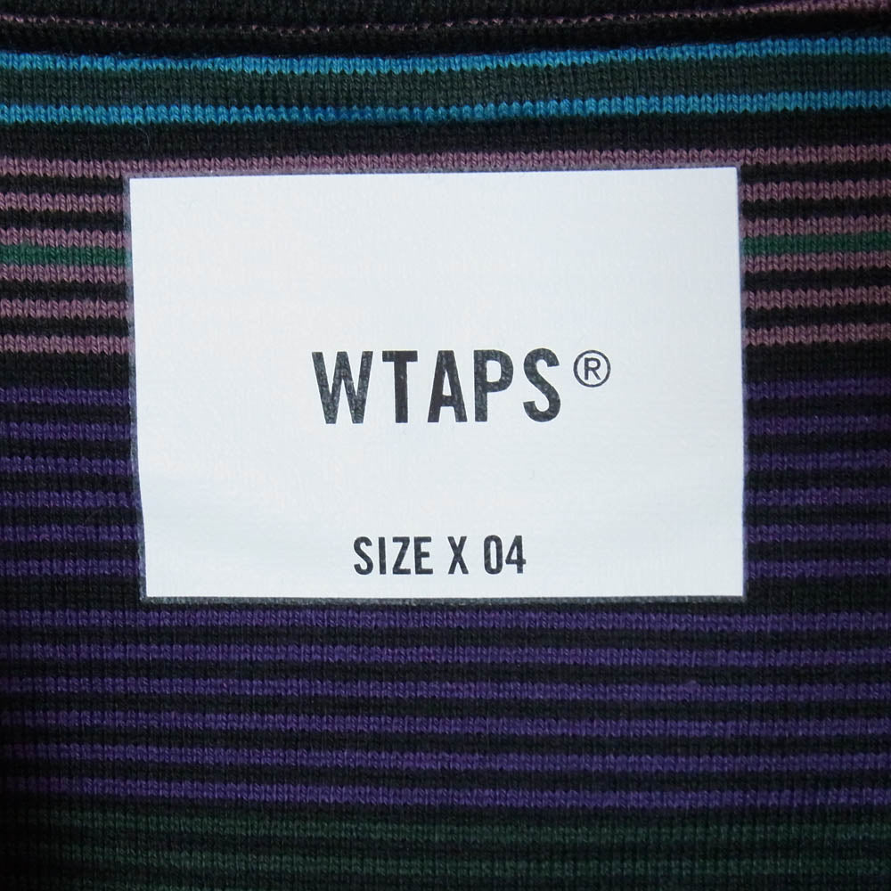 WTAPS ダブルタップス 22SS 221ATDT-CSM32 JAM 02LS ジャム ボーダー クルーネック ロゴ刺繍 長袖 Ｔシャツ カットソー パープル系 4【新古品】【未使用】【中古】
