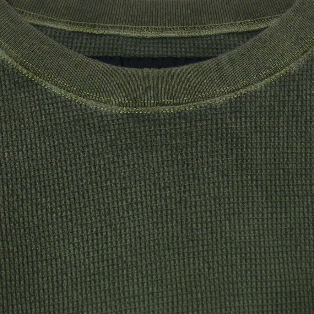 NEIGHBORHOOD ネイバーフッド 25SS 251FPNH-CSM15 PIGMENT DYED WAFFLE FABRIC CREWNECK LS ロゴ刺繍 ピグメントダイ ユーズド加工 長袖 サーマル カットソー OLIVE DARB XL【新古品】【未使用】【中古】